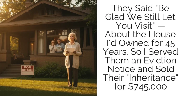 They Said "Be Glad We Still Let You Visit" — About the House I'd Owned for 45 Years. So I Served Them an Eviction Notice and Sold Their "Inheritance" for $745,000