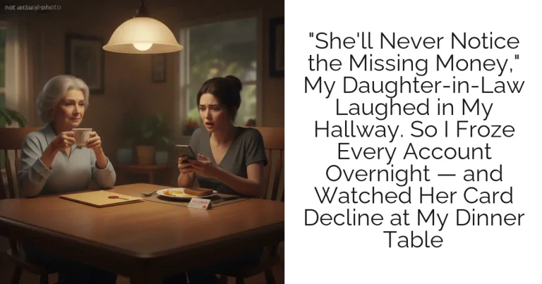 "She'll Never Notice the Missing Money," My Daughter-in-Law Laughed in My Hallway. So I Froze Every Account Overnight — and Watched Her Card Decline at My Dinner Table