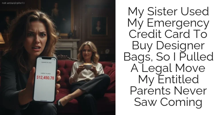 My Sister Used My Emergency Credit Card To Buy Designer Bags, So I Pulled A Legal Move My Entitled Parents Never Saw Coming