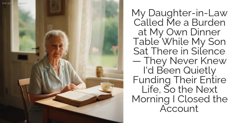 My Daughter-in-Law Called Me a Burden at My Own Dinner Table While My Son Sat There in Silence — They Never Knew I'd Been Quietly Funding Their Entire Life, So the Next Morning I Closed the Account