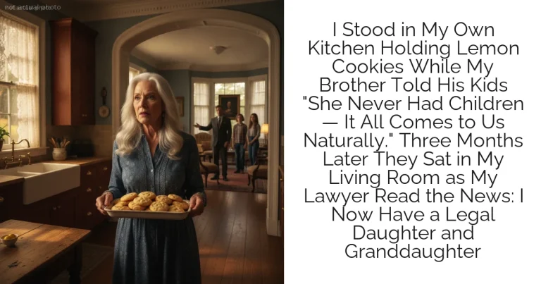 I Stood in My Own Kitchen Holding Lemon Cookies While My Brother Told His Kids "She Never Had Children — It All Comes to Us Naturally." Three Months Later They Sat in My Living Room as My Lawyer Read the News: I Now Have a Legal Daughter and Granddaughter