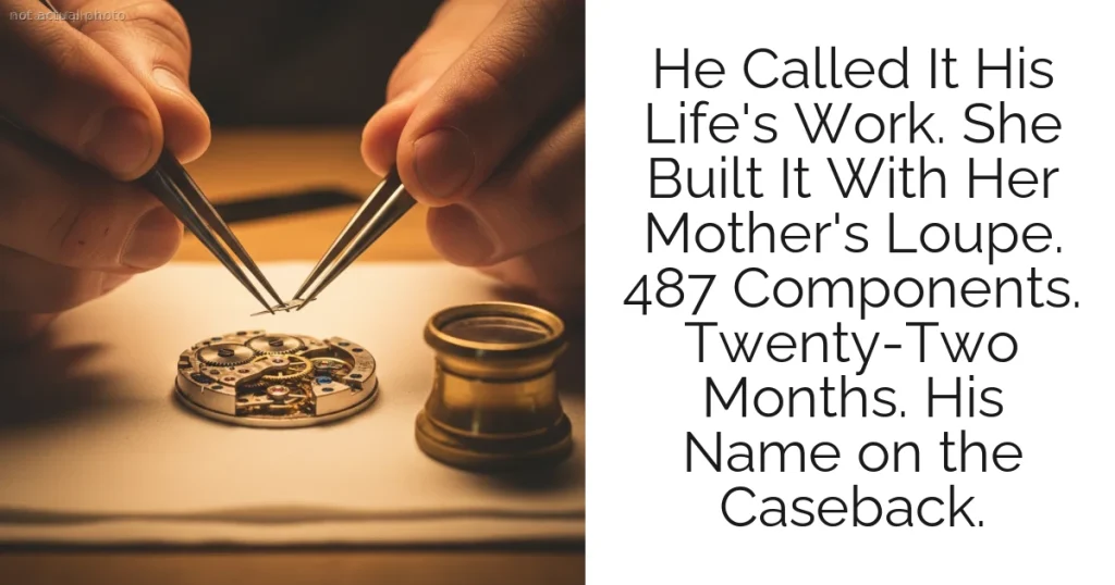 He Called It His Life's Work. She Built It With Her Mother's Loupe. 487 Components. Twenty-Two Months. His Name on the Caseback.