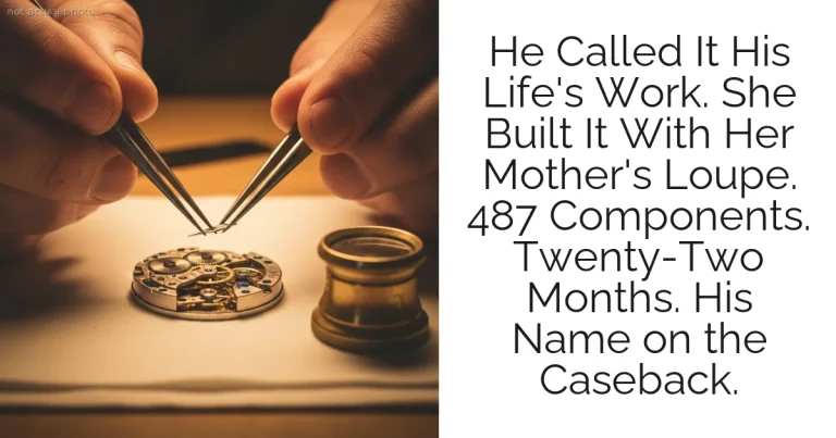 He Called It His Life's Work. She Built It With Her Mother's Loupe. 487 Components. Twenty-Two Months. His Name on the Caseback.