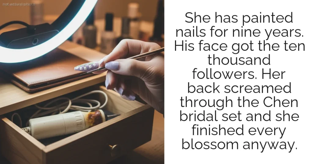 She has painted nails for nine years. His face got the ten thousand followers. Her back screamed through the Chen bridal set and she finished every blossom anyway.