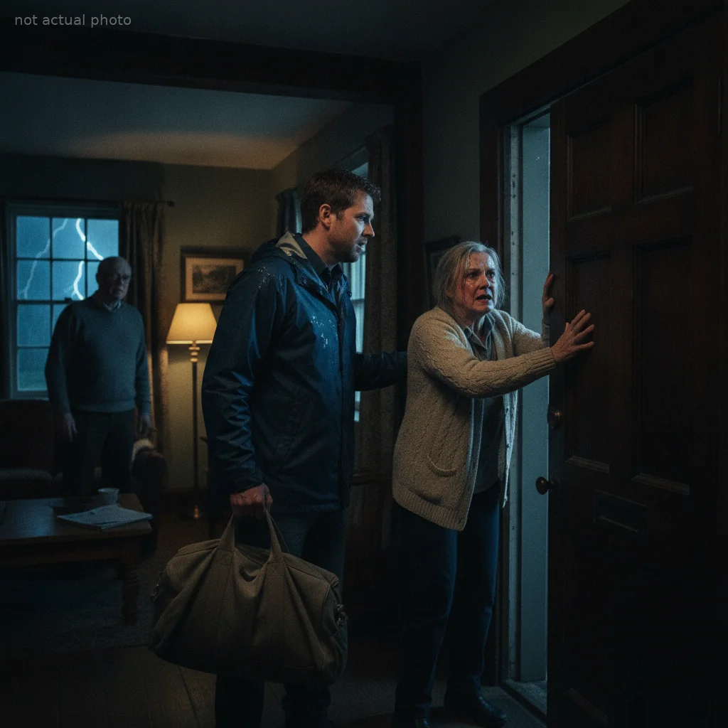 I threw myself against the front door, sobbing hysterically and refusing to let my grown son leave the house. He looked at me like I had lost my mind, completely unaware that my brief moment of insanity was the only thing standing between his family and a devastating disaster waiting for them in the dark.