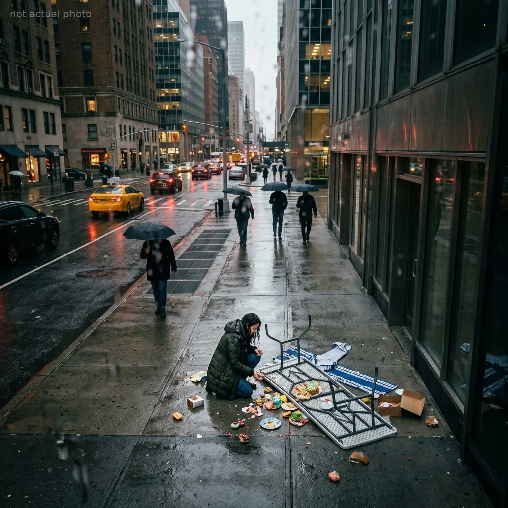 My wealthy fiancée destroyed a street vendor's table, unaware I was watching from above.