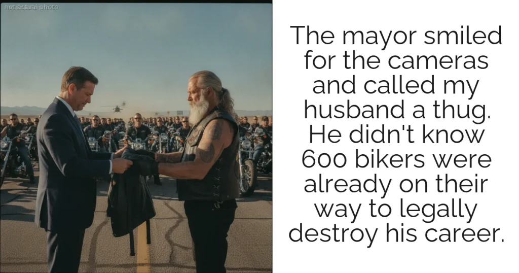 The mayor smiled for the cameras and called my husband a thug. He didn't know 600 bikers were already on their way to legally destroy his career.