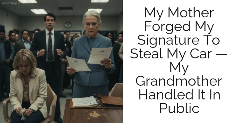 My Mother Forged My Signature To Steal My Car — My Grandmother Handled It In Public