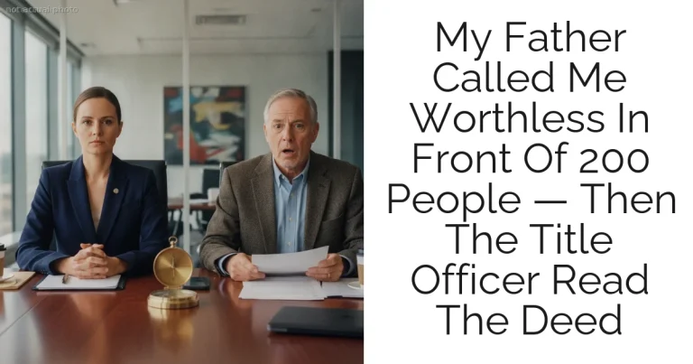 My Father Called Me Worthless In Front Of 200 People — Then The Title Officer Read The Deed