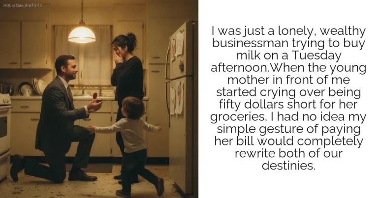 I was just a lonely, wealthy businessman trying to buy milk on a Tuesday afternoon.When the young mother in front of me started crying over being fifty dollars short for her groceries, I had no idea my simple gesture of paying her bill would completely rewrite both of our destinies.