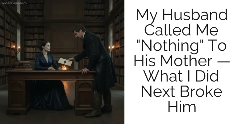 My Husband Called Me "Nothing" To His Mother — What I Did Next Broke Him