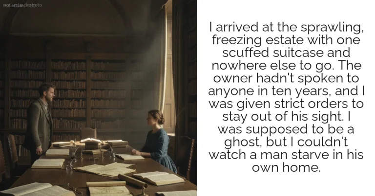 I arrived at the sprawling, freezing estate with one scuffed suitcase and nowhere else to go. The owner hadn't spoken to anyone in ten years, and I was given strict orders to stay out of his sight. I was supposed to be a ghost, but I couldn't watch a man starve in his own home.