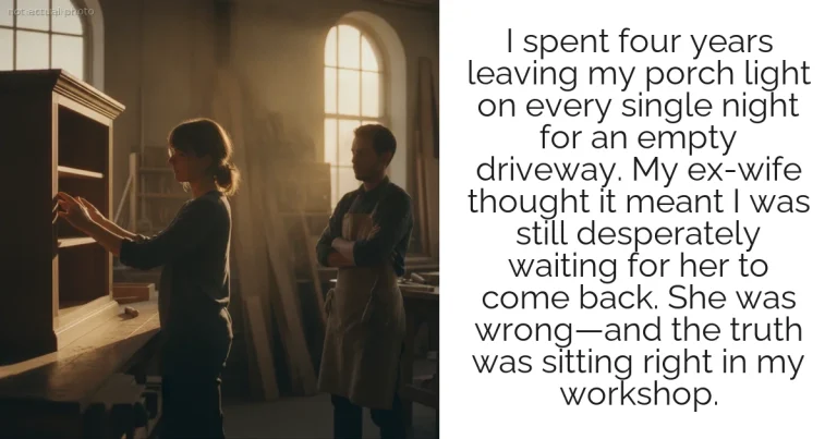 I spent four years leaving my porch light on every single night for an empty driveway. My ex-wife thought it meant I was still desperately waiting for her to come back. She was wrong—and the truth was sitting right in my workshop.