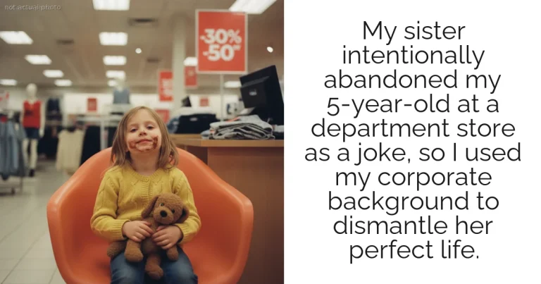 My sister intentionally abandoned my 5-year-old at a department store as a joke, so I used my corporate background to dismantle her perfect life.