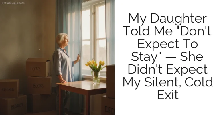 My Daughter Told Me "Don't Expect To Stay" — She Didn't Expect My Silent, Cold Exit