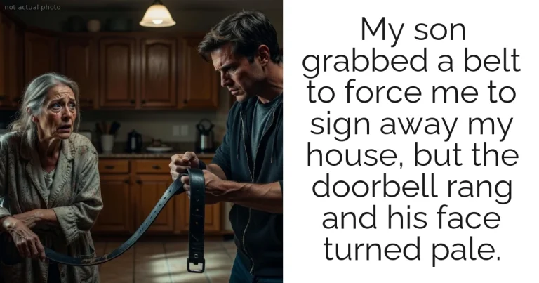 My son grabbed a belt to force me to sign away my house, but the doorbell rang and his face turned pale.