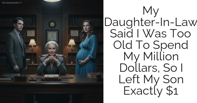 My Daughter-In-Law Said I Was Too Old To Spend My Million Dollars, So I Left My Son Exactly $1