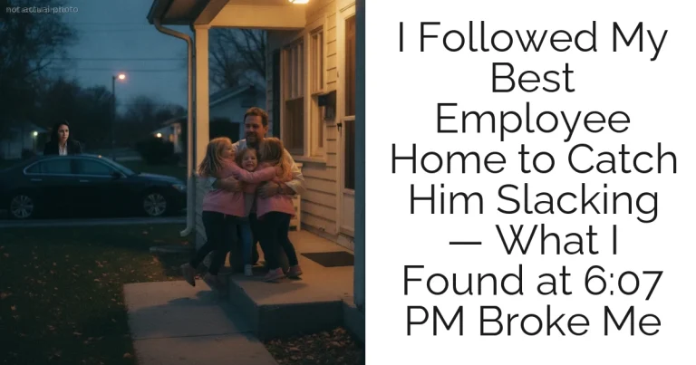 I Followed My Best Employee Home to Catch Him Slacking — What I Found at 6:07 PM Broke Me
