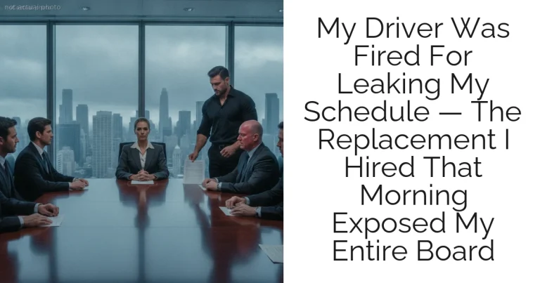 My Driver Was Fired For Leaking My Schedule — The Replacement I Hired That Morning Exposed My Entire Board