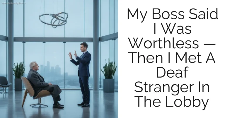 My Boss Said I Was Worthless — Then I Met A Deaf Stranger In The Lobby