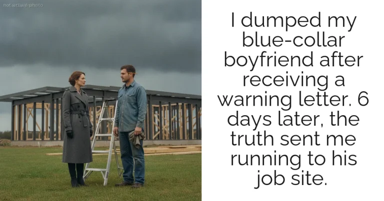 I dumped my blue-collar boyfriend after receiving a warning letter. 6 days later, the truth sent me running to his job site.