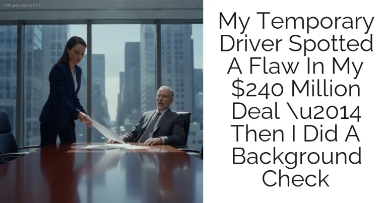 My Temporary Driver Spotted A Flaw In My $240 Million Deal u2014 Then I Did A Background Check