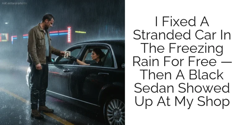 I Fixed A Stranded Car In The Freezing Rain For Free — Then A Black Sedan Showed Up At My Shop