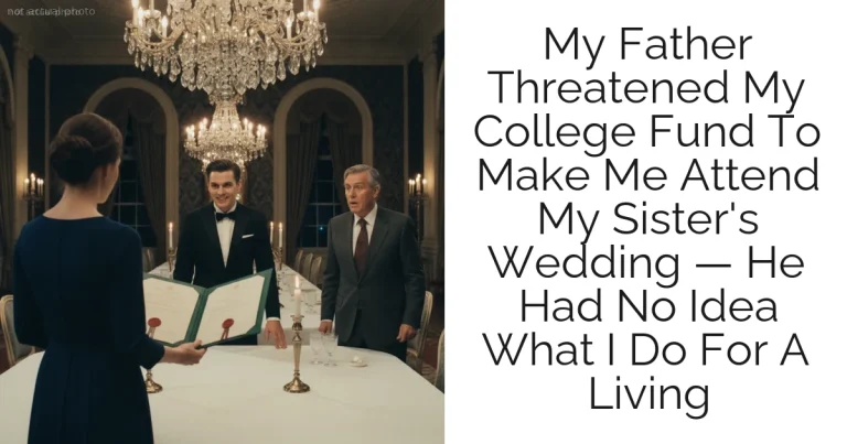 My Father Threatened My College Fund To Make Me Attend My Sister's Wedding — He Had No Idea What I Do For A Living