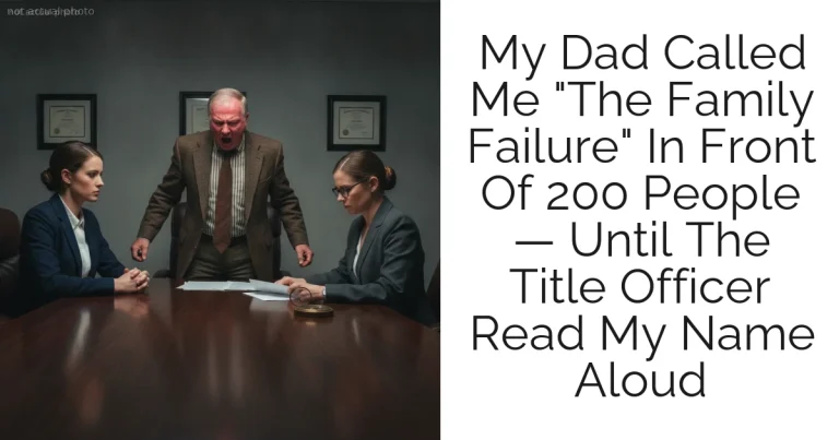 My Dad Called Me "The Family Failure" In Front Of 200 People — Until The Title Officer Read My Name Aloud