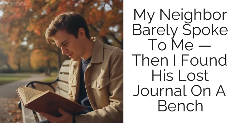 My Neighbor Barely Spoke To Me — Then I Found His Lost Journal On A Bench