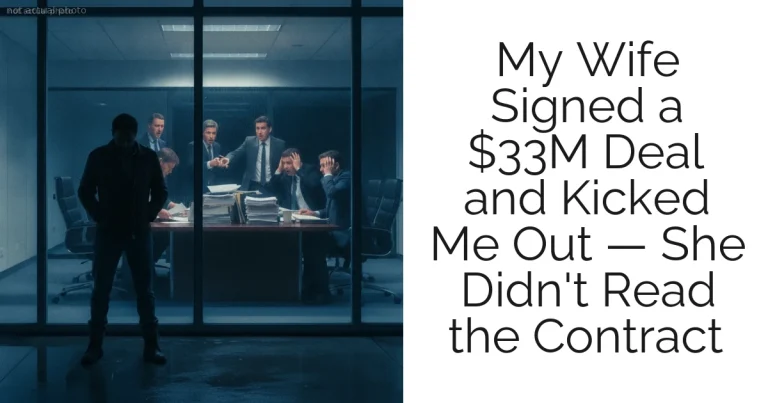 My Wife Signed a $33M Deal and Kicked Me Out — She Didn't Read the Contract