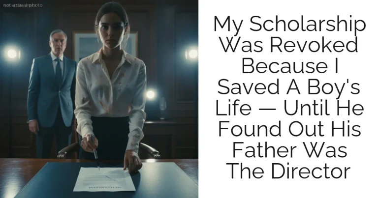 My Scholarship Was Revoked Because I Saved A Boy's Life — Until He Found Out His Father Was The Director