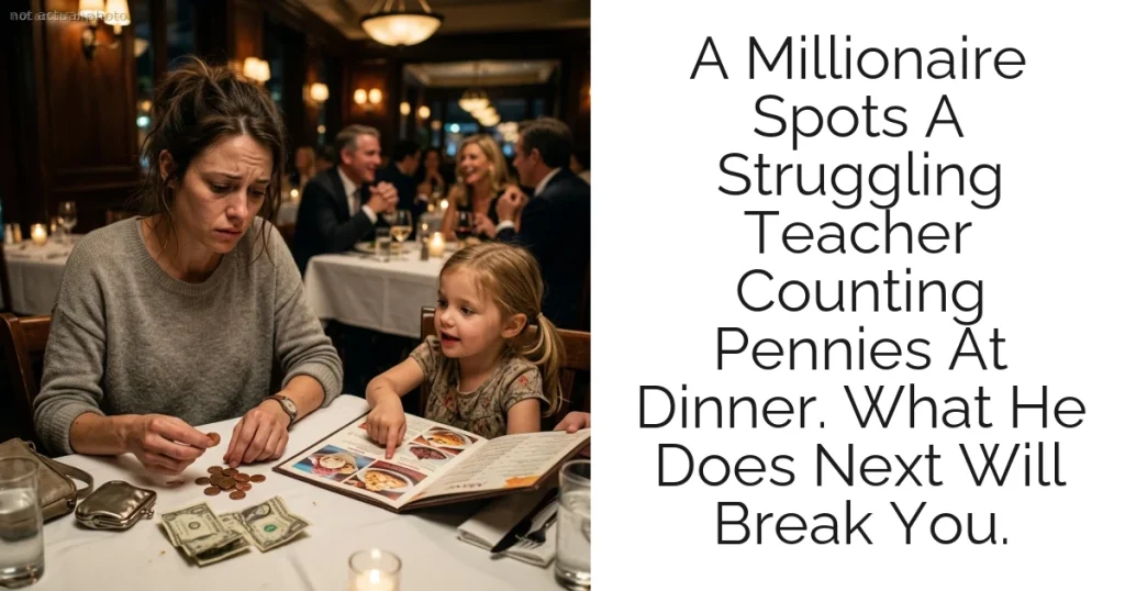 A Millionaire Spots A Struggling Teacher Counting Pennies At Dinner. What He Does Next Will Break You.