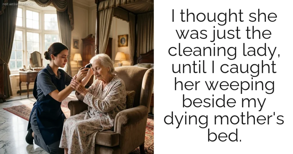 I thought she was just the cleaning lady, until I caught her weeping beside my dying mother's bed.
