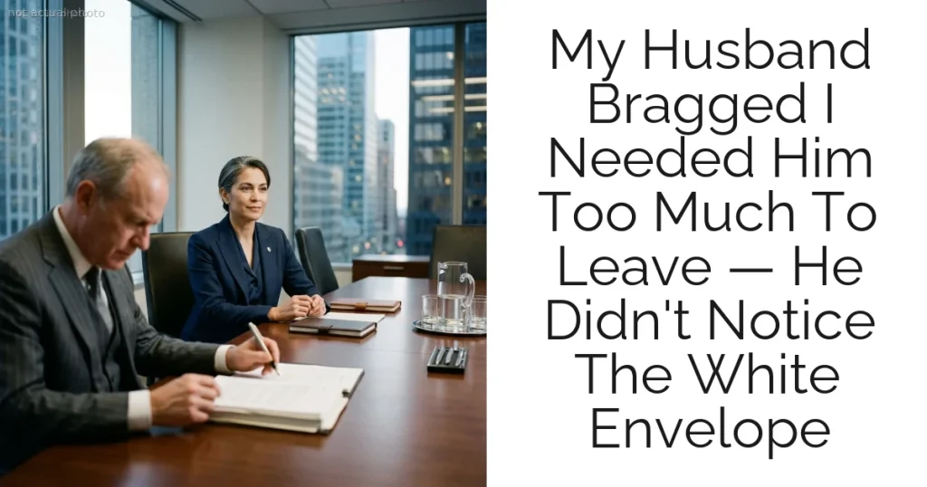 My Husband Bragged I Needed Him Too Much To Leave — He Didn't Notice The White Envelope