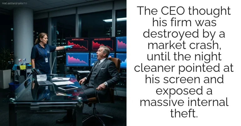 The CEO thought his firm was destroyed by a market crash, until the night cleaner pointed at his screen and exposed a massive internal theft.