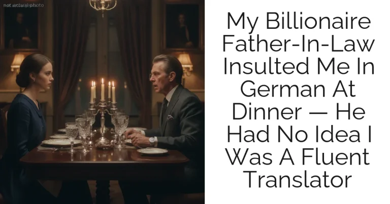 My Billionaire Father-In-Law Insulted Me In German At Dinner — He Had No Idea I Was A Fluent Translator