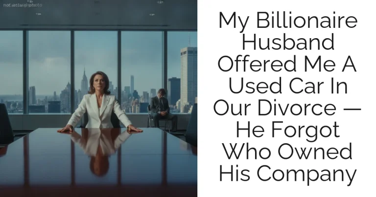 My Billionaire Husband Offered Me A Used Car In Our Divorce — He Forgot Who Owned His Company