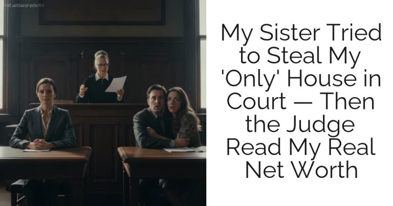 My Sister Tried to Steal My 'Only' House in Court — Then the Judge Read My Real Net Worth