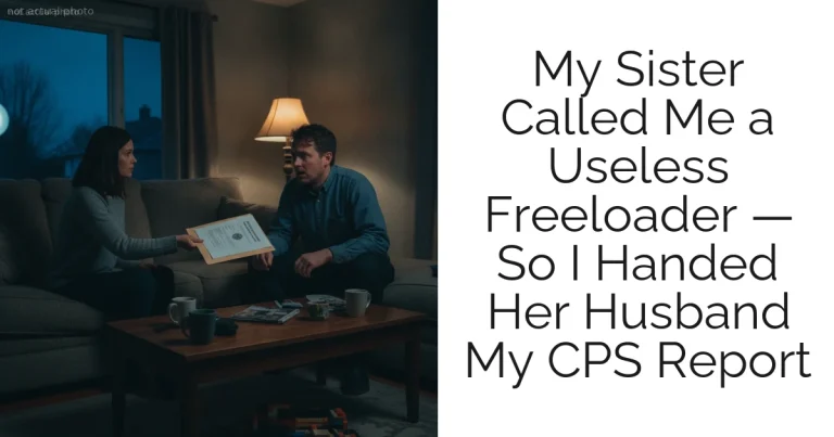 My Sister Called Me a Useless Freeloader — So I Handed Her Husband My CPS Report