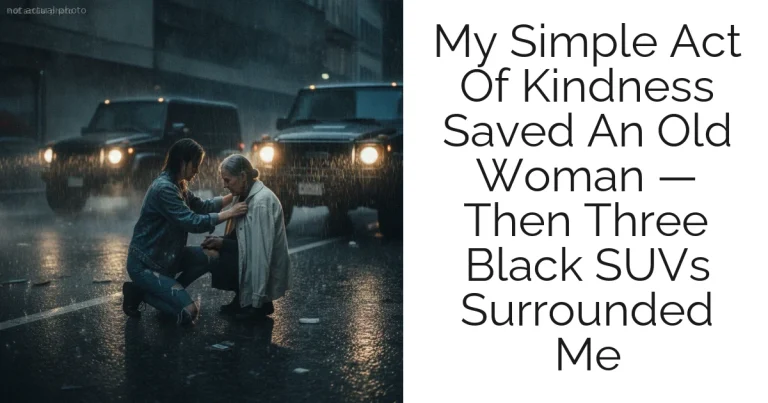 My Simple Act Of Kindness Saved An Old Woman — Then Three Black SUVs Surrounded Me