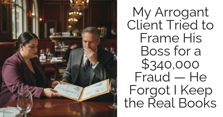 My Arrogant Client Tried to Frame His Boss for a $340,000 Fraud — He Forgot I Keep the Real Books