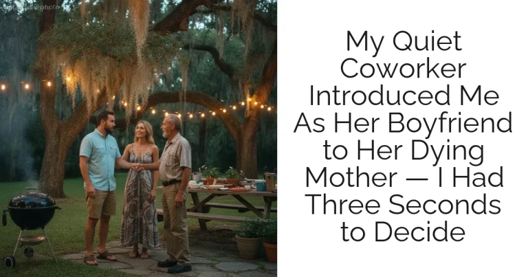 My Quiet Coworker Introduced Me As Her Boyfriend to Her Dying Mother — I Had Three Seconds to Decide