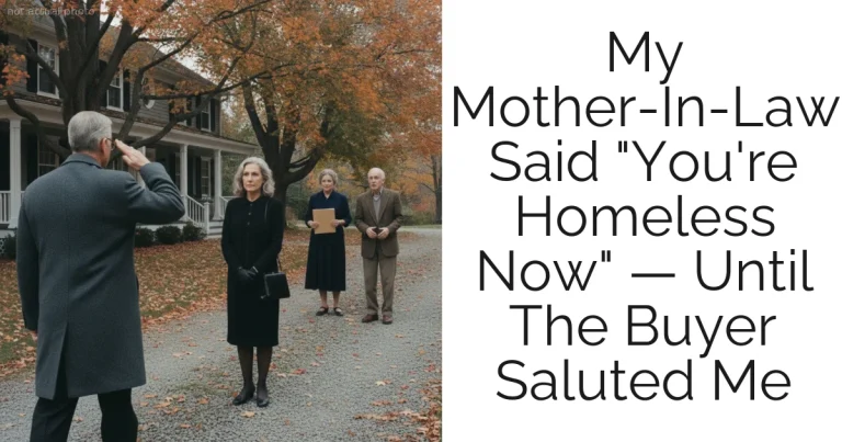 My Mother-In-Law Said "You're Homeless Now" — Until The Buyer Saluted Me