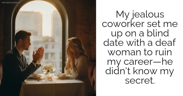 My jealous coworker set me up on a blind date with a deaf woman to ruin my career—he didn't know my secret.