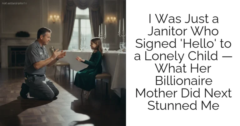I Was Just a Janitor Who Signed 'Hello' to a Lonely Child — What Her Billionaire Mother Did Next Stunned Me