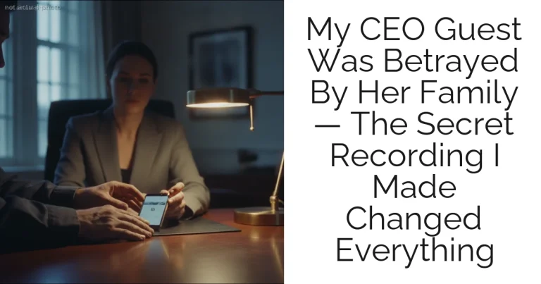 My CEO Guest Was Betrayed By Her Family — The Secret Recording I Made Changed Everything