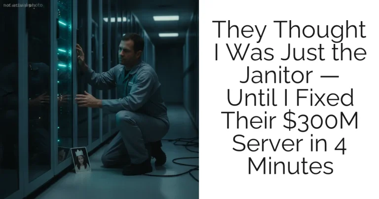 They Thought I Was Just the Janitor — Until I Fixed Their $300M Server in 4 Minutes
