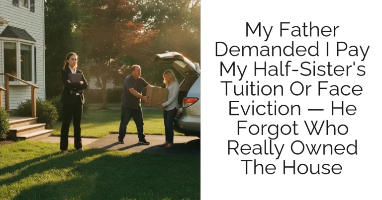 My Father Demanded I Pay My Half-Sister's Tuition Or Face Eviction — He Forgot Who Really Owned The House