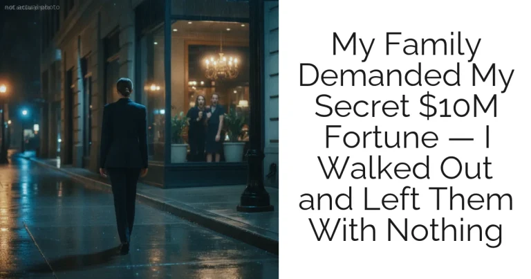 My Family Demanded My Secret $10M Fortune — I Walked Out and Left Them With Nothing